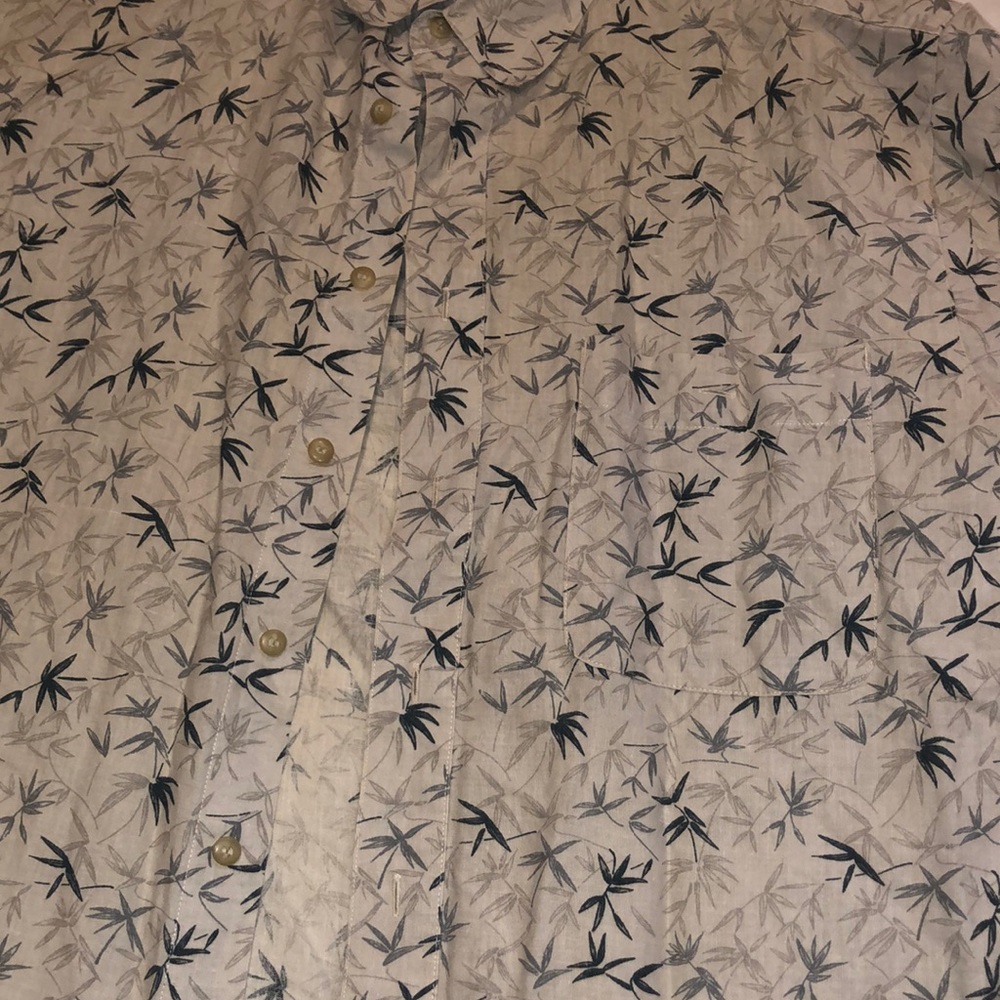 Beige Leaf-Patterned Button Up Shirt - image 3